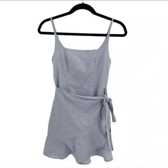 Princess Polly grey/blue wrap dress